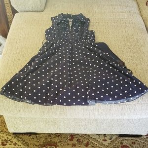 A blue polka dot dress
